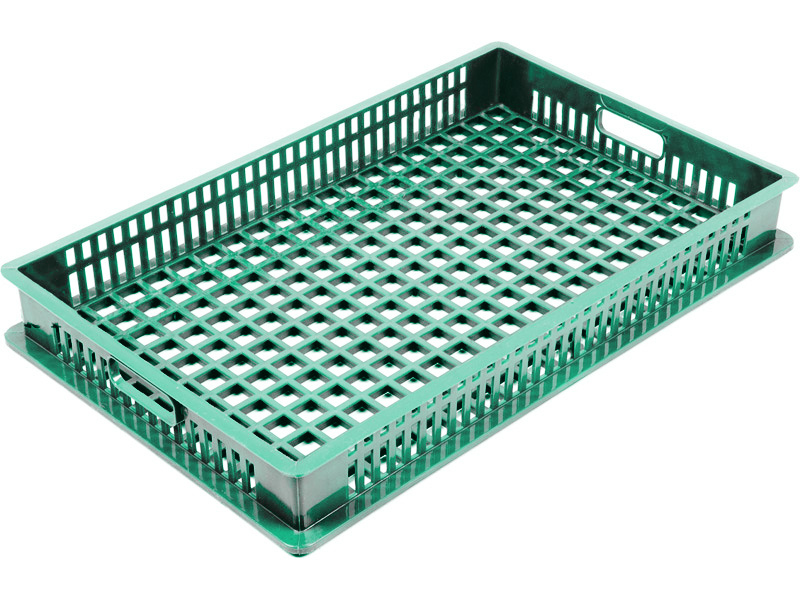 Ящик 740х465х95 перфорированный зелёный