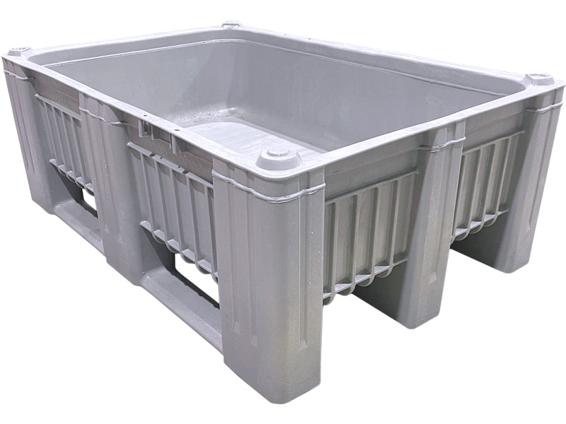 BoxPallet 1200х800х435 сплошной, на 3 полозьях, арт. C-Box 1208 SL (435) серый, код: 22389
