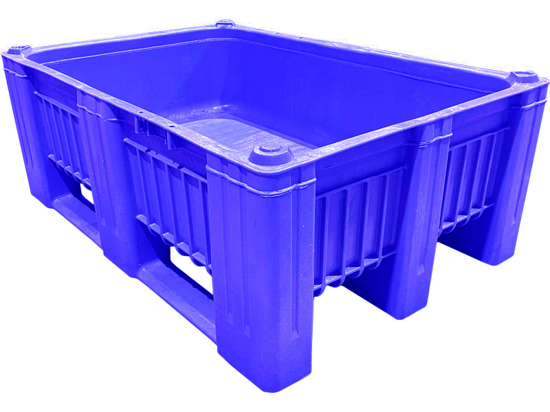 BoxPallet 1200х800х435 сплошной, на 3 полозьях, арт. C-Box 1208 SL (435) синий, код: 22391