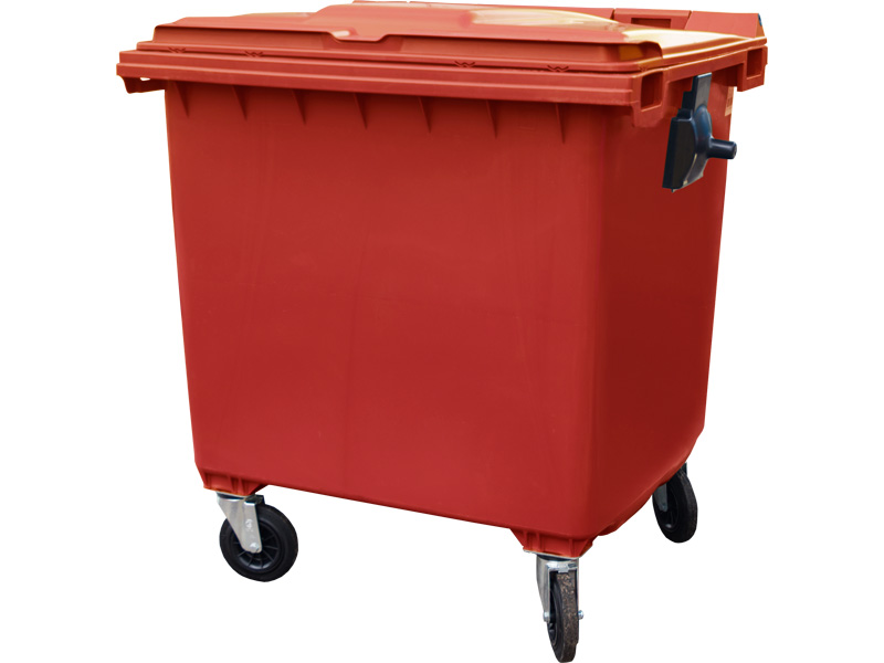 Мусорный контейнер на колёсах (1100 л) красный